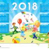 Enfants Avec Le Calendrier 2018 Illustration De Vecteur concernant Calendrier 2018 Enfant