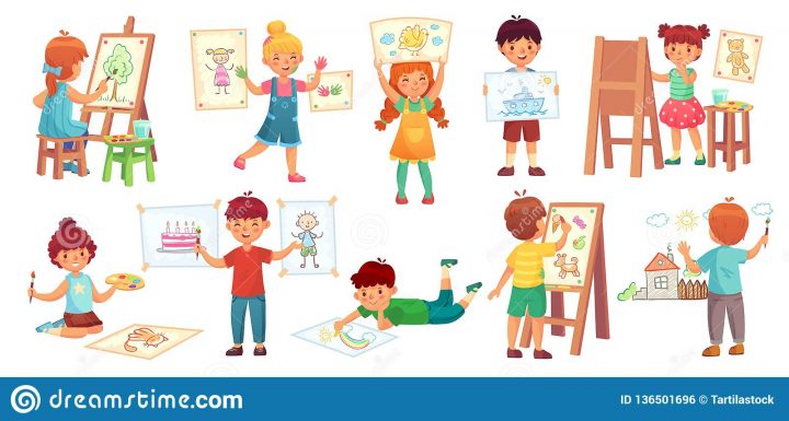 Enfants De Dessin Illustrateur D'enfant, Jeu De Dessin De à Jeux Enfant Dessin