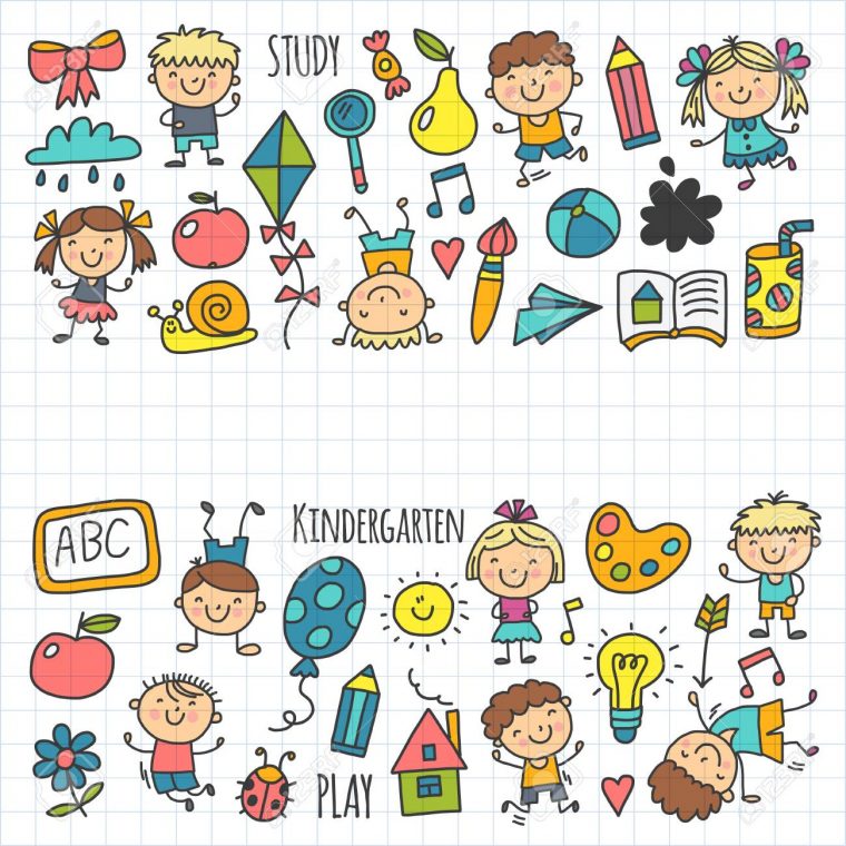 Enfants Dessin École Maternelle Enfants Heureux Jeu Illustration Pour  Enfants Enfants École Maternelle Icon avec Jeux Enfant Maternelle