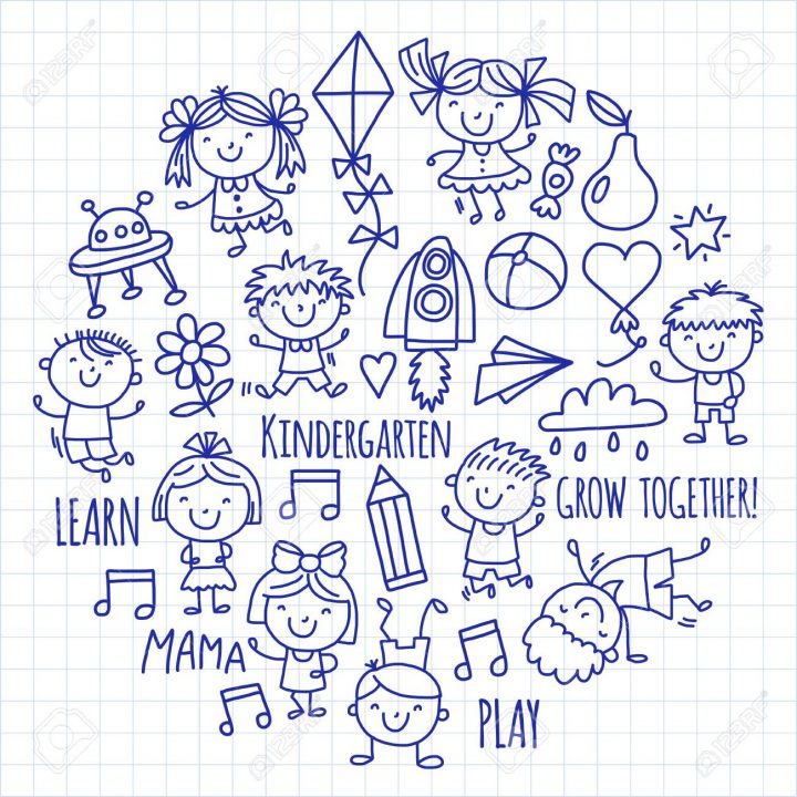 Enfants Dessin École Maternelle Enfants Heureux Jeu Illustration Pour  Enfants Enfants École Maternelle Icon pour Jeux Enfant Dessin