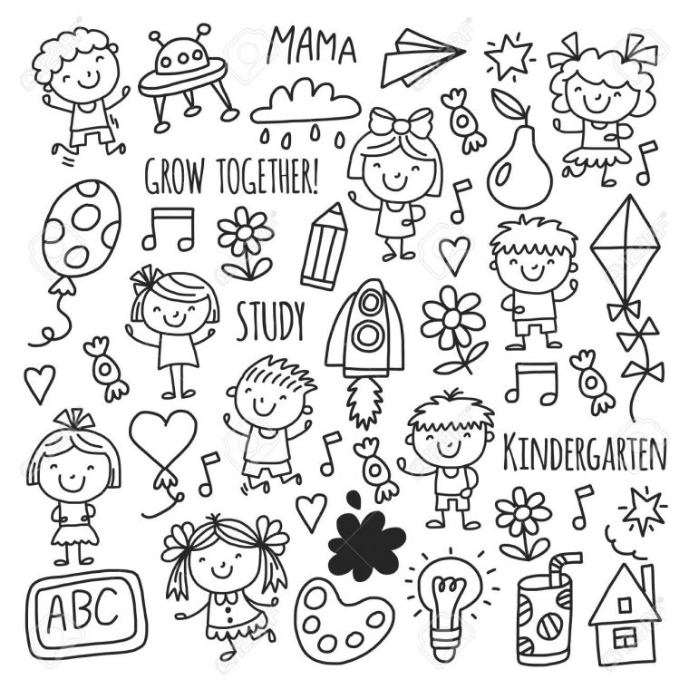 Enfants Enfants Dessin Des Enfants De L & # 39 ; École Maternelle Jeu  Heureux Pour Enfants Pépinière Maternelle concernant Jeux Enfant Maternelle