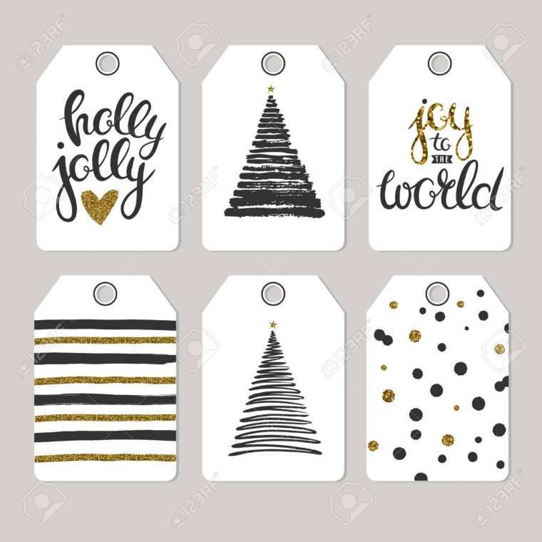 Ensemble De Balises De Noël Pour Des Cadeaux Et Des Cadeaux. Vector Cadeau  Imprimer Des Étiquettes Isolé Sur Fond Gris. tout Etiquette Pour Cadeau De Noel