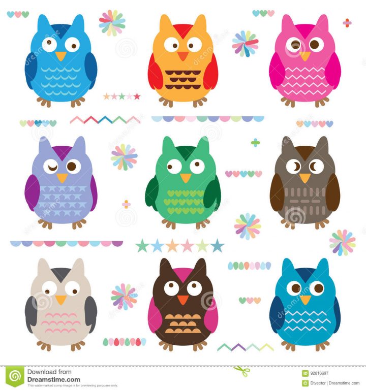 Ensemble De Couleur Mignon De Hibou Illustration De Vecteur pour Hibou Dessin Couleur