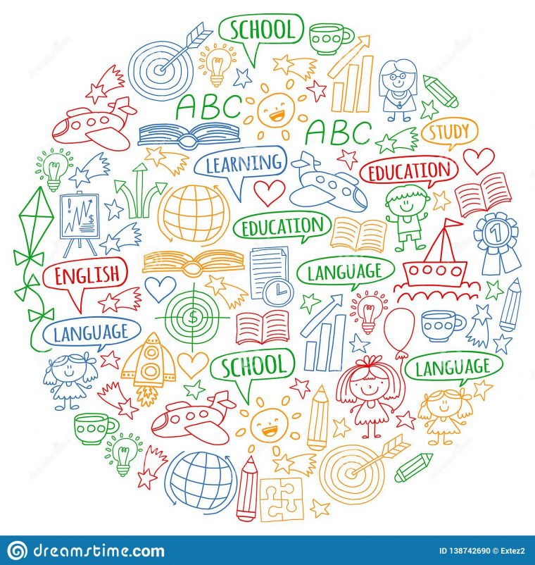 Ensemble De Vecteur D'apprendre L'anglais, Les Icônes De à Dessin De Angleterre