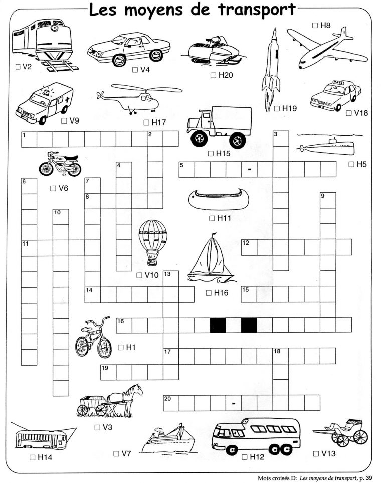 Épinglé Par Alex Sur Les Transports | Mots Croisés, Jeux De avec Mots Croisés Pour Débutants À Imprimer