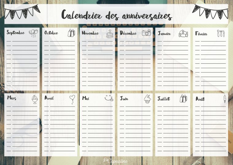 Épinglé Par Julie P Sur Organisation, Planning | Calendrier à Calendrier D Anniversaire Gratuit À Imprimer