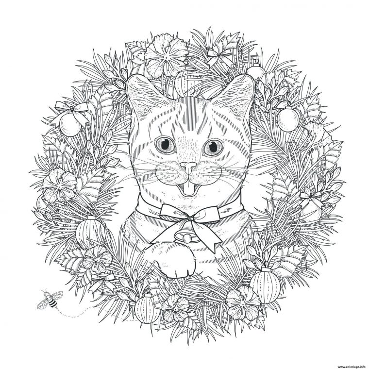 Épinglé Sur Кошачийарт serapportantà Coloriage De Chat De Noel