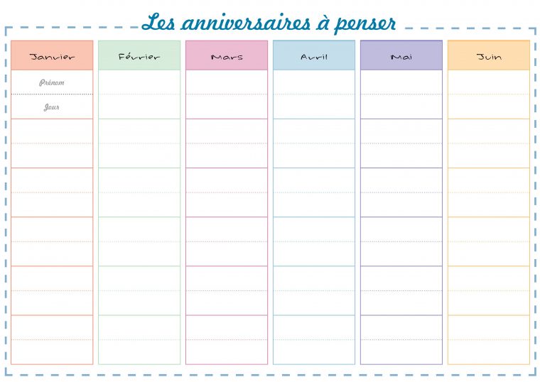 Épinglé Sur Organisation – Pensées – Blogging encequiconcerne Calendrier Anniversaire À Imprimer