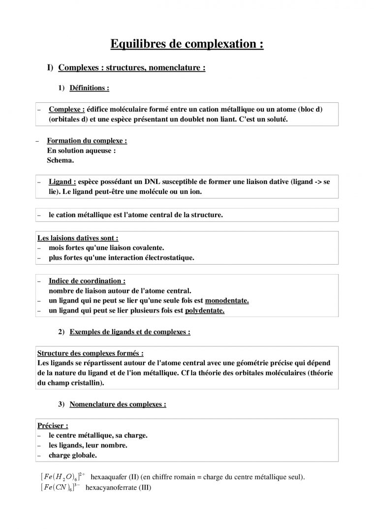 Equilibre De Complrxiation – Docsity dedans Exercice Chiffre Romain