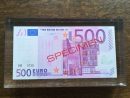 Essai Billet 500 Euro Dans Bloc Plexi Specimen De La Bce concernant Fausses Pieces Euros