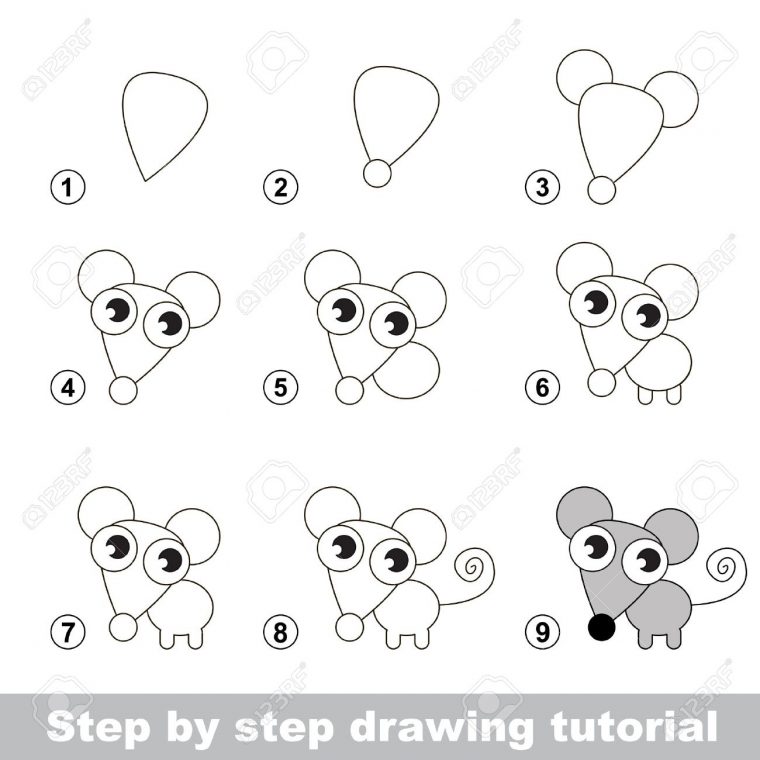 Etape Par Étape Dessin Tutoriel. Jeu Visuel Pour Les Enfants. Comment  Dessiner Une Petite Souris serapportantà Jeux De La Petite Souris