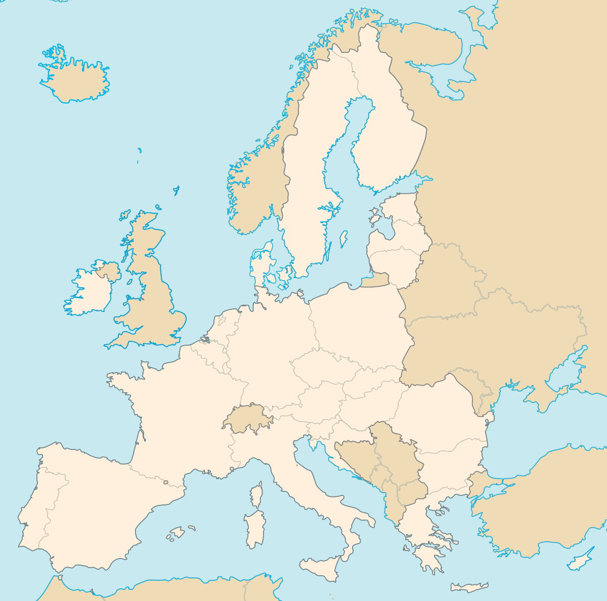 États Membres De L'union Européenne — Wikipédia destiné Carte De L Europe Vierge