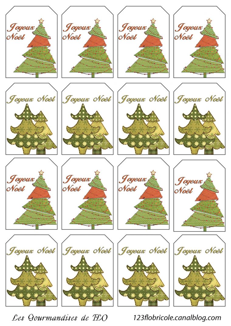 Etiquettes Cadeaux À Imprimer : Sapins De Noël – 1 2 3 Flo intérieur Etiquette Noel À Imprimer