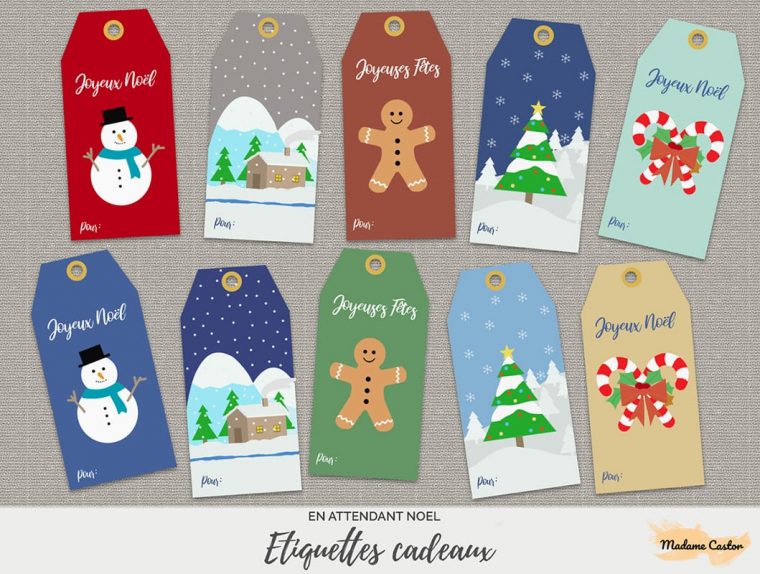 Étiquettes De Noël – Free Printable – Madame Castor dedans Etiquette Noel À Imprimer