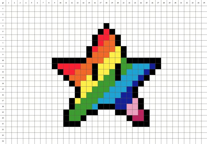 Étoile Arc En Ciel – Pixel Art | La Manufacture Du Pixel intérieur Coloriage Pixel Gratuit