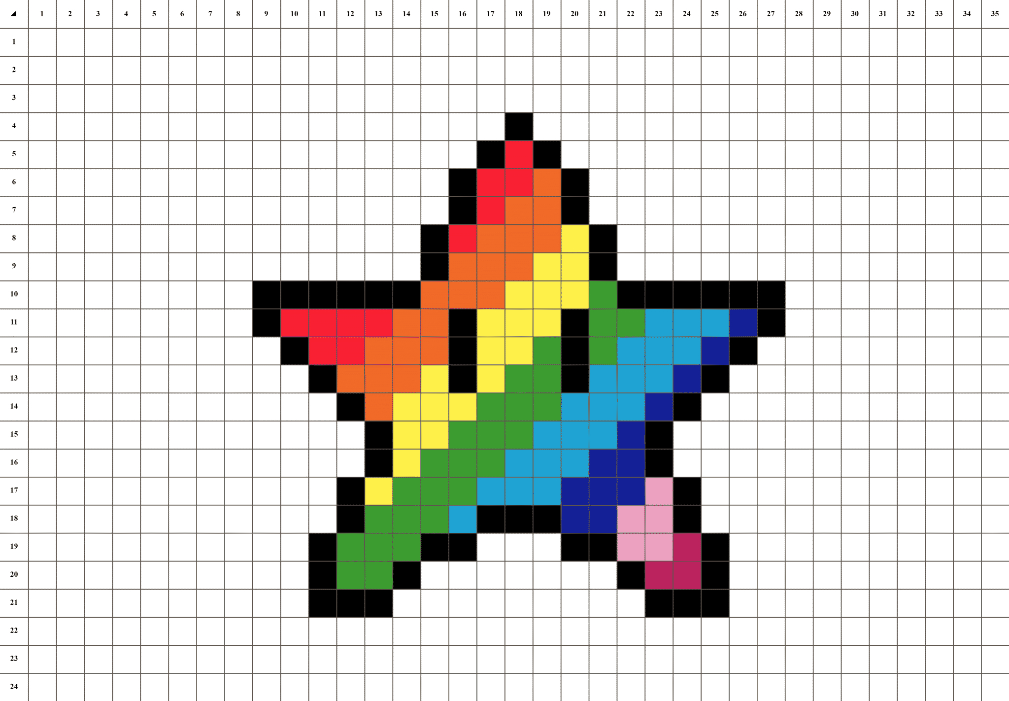 Étoile Arc En Ciel - Pixel Art | La Manufacture Du Pixel intérieur Coloriage Pixel Gratuit