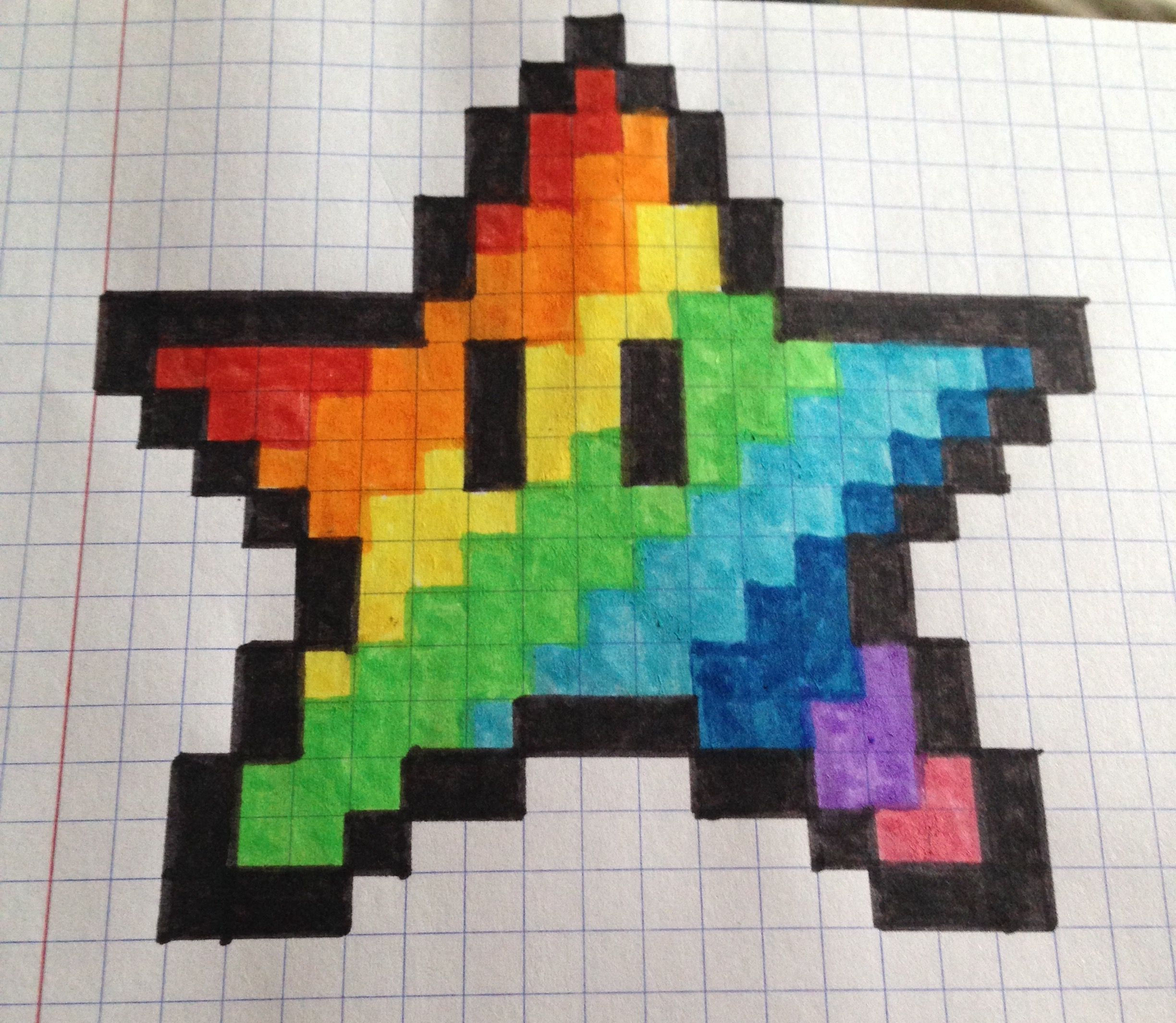 Étoile De Mario Multicolore ⭐️ | Pixel Art Étoile, Art intérieur Jeu De Coloriage Pixel