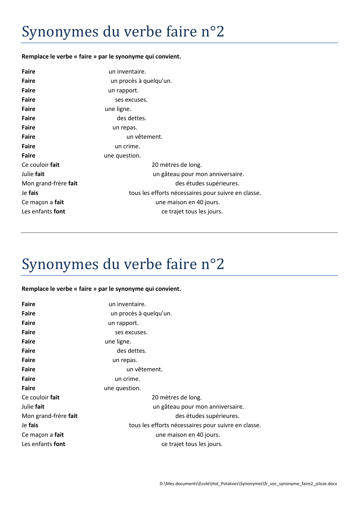 Etudes Et Exercices Sur Les Synonymes Francais Free Download intérieur Exercice Gs En Ligne