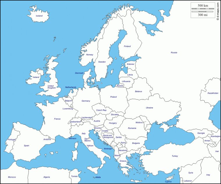 Europe : Free Map, Free Blank Map, Free Outline Map, Free dedans Carte Vierge De L Union Européenne