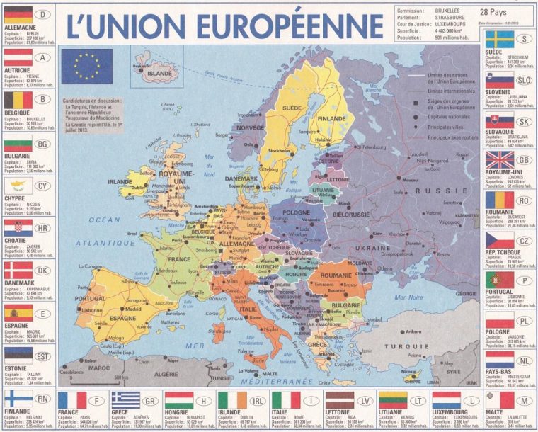 Europe Géographie concernant Pays Et Capitales D Europe