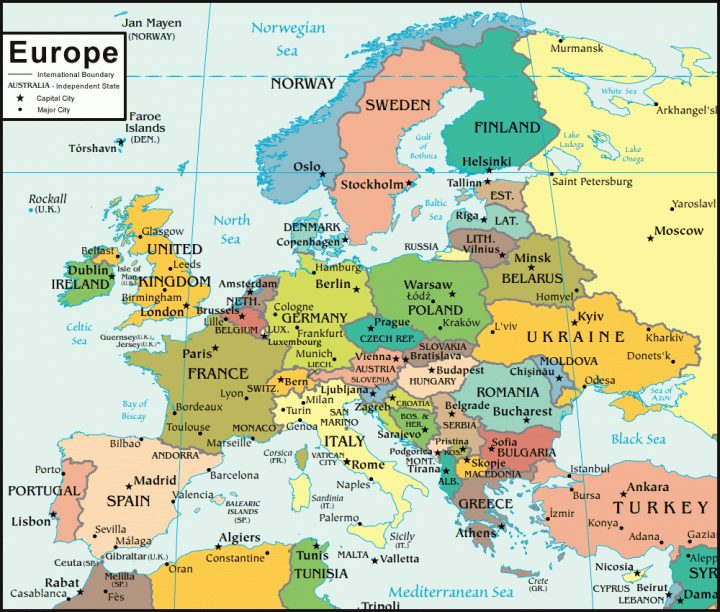 Europe Map And Satellite Image encequiconcerne Carte D Europe 2017