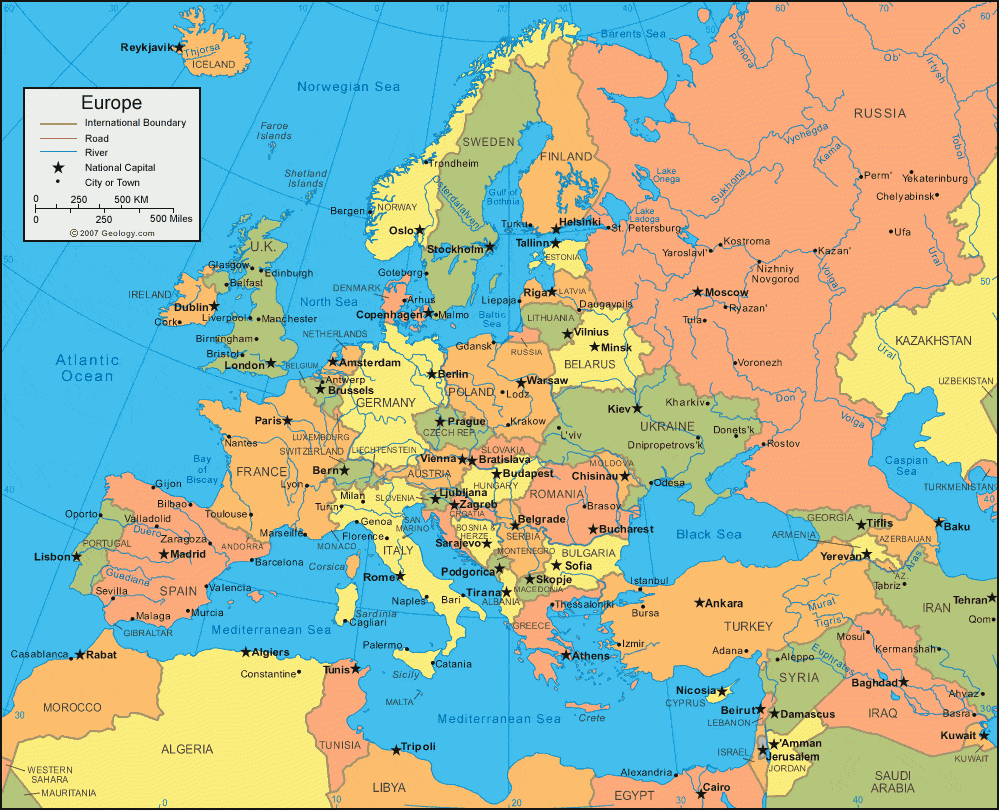 Europe Map And Satellite Image encequiconcerne Carte De L Europe 2017