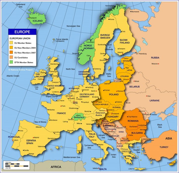 Europe, Sommaire, Politique, Géographie, Fleuves, Montagnes concernant Carte D Europe Avec Les Capitales