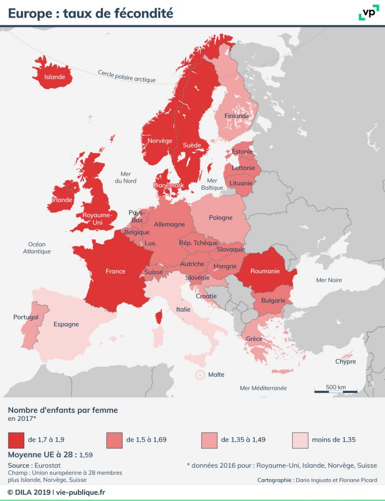 Europe : Taux De Fécondité | Vie Publique intérieur Carte Pays Union Européenne