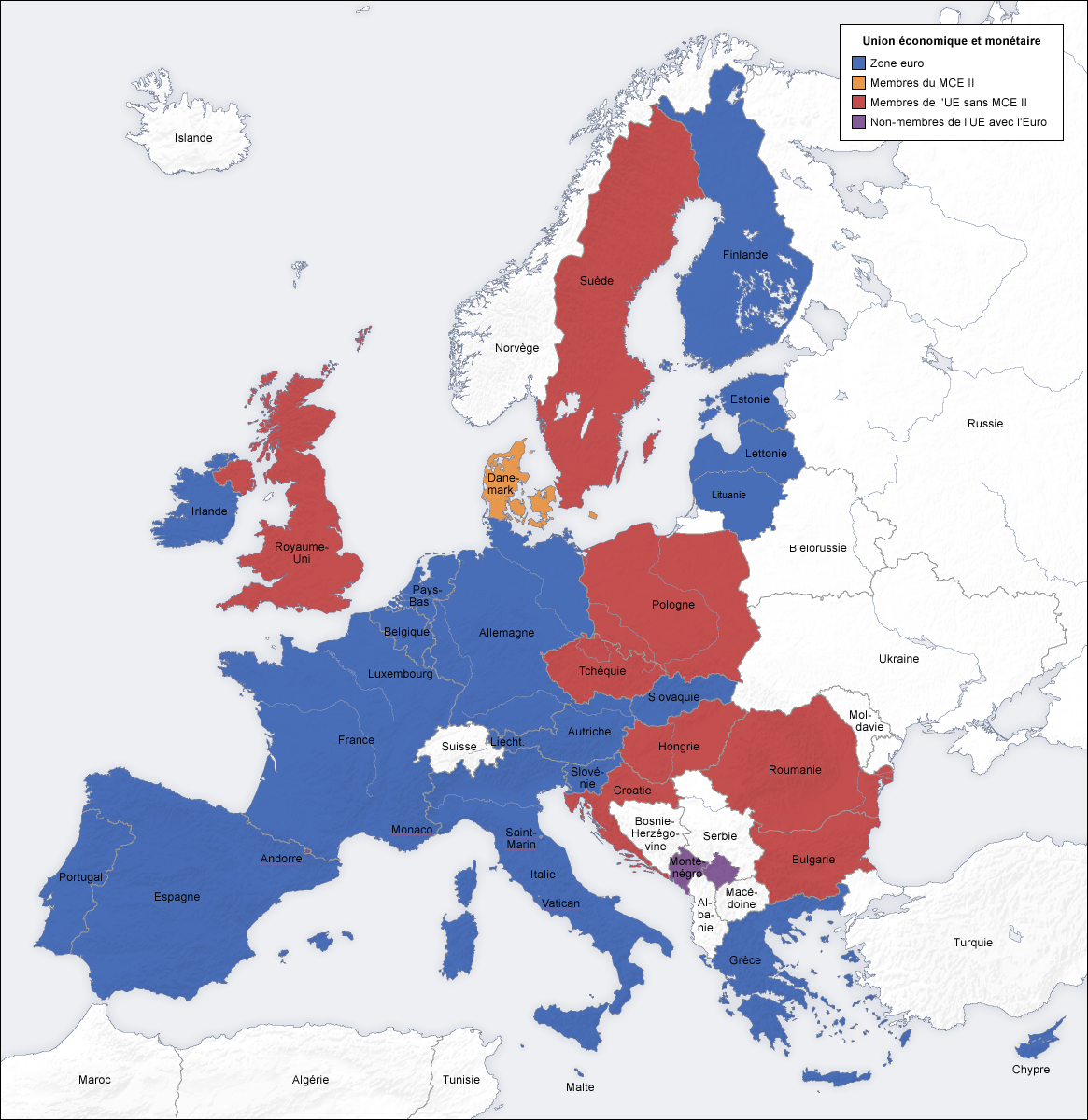 Europe - Zone Euro • Carte • Populationdata à Carte Des Pays De L Union Européenne