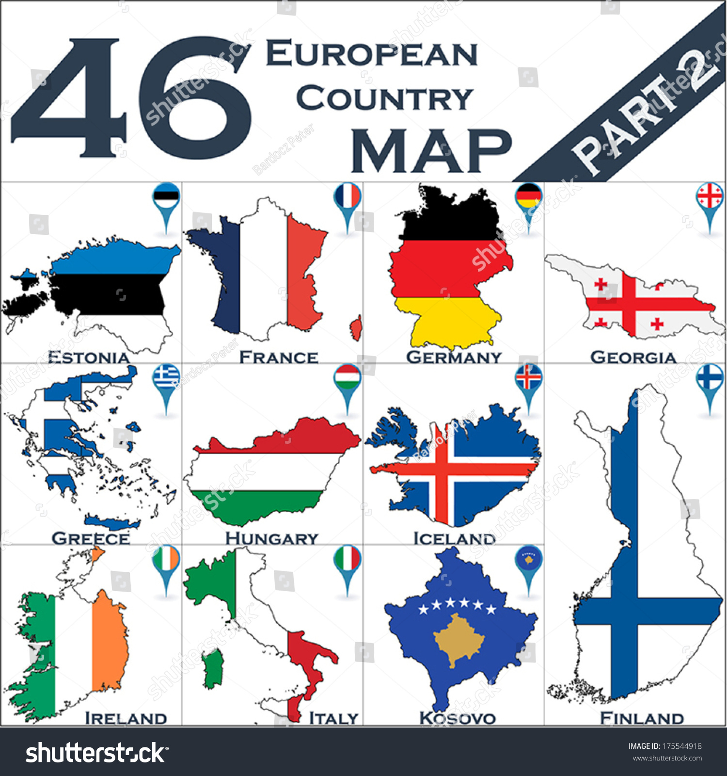 European Country Set Map Pointers Part Stock Vector (Royalty encequiconcerne Mappe De France 