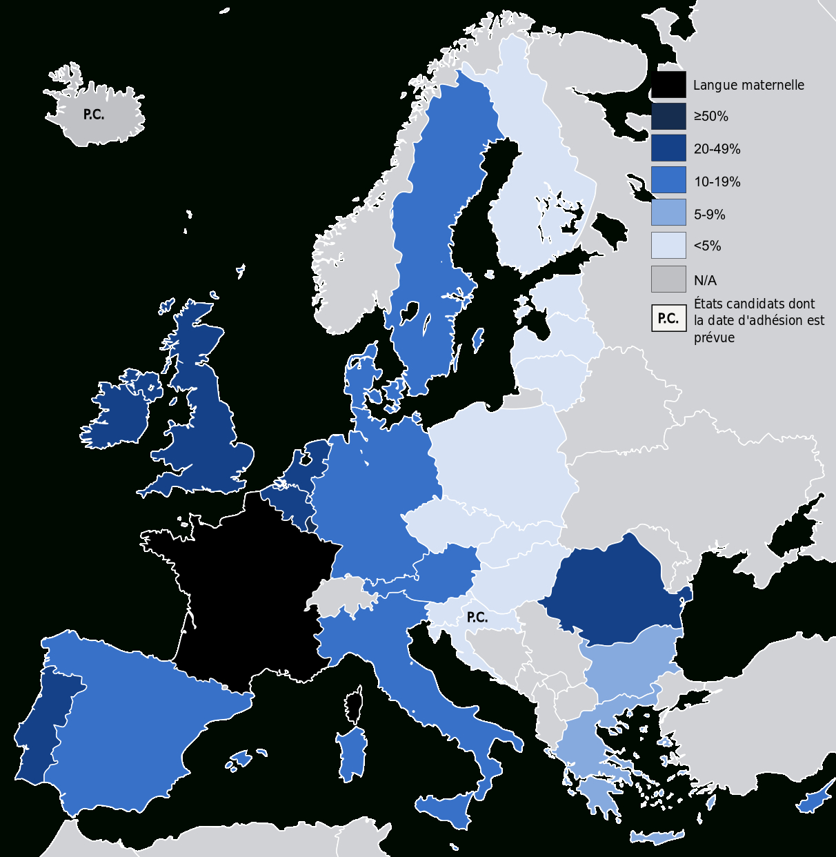 European Union - French • Map • Populationdata intérieur Carte Union Europeene 