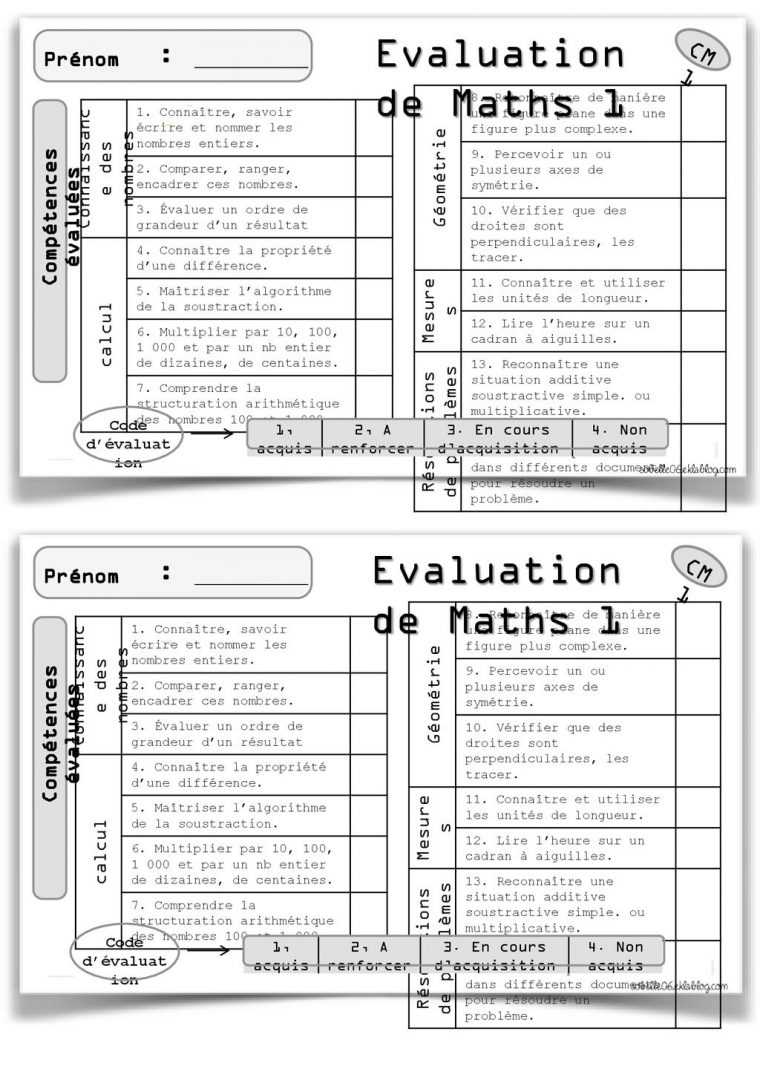 Evaluation De Maths 1 Evaluation De Maths 1 Cm1 Cm1 – Ppt dedans Évaluation Cm1 Symétrie