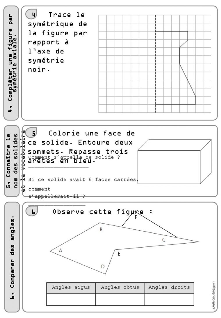 Evaluation De Maths 4 Cm1 1 Pose Et Calcule 2 Convertis à Symétrie Cm1 Évaluation