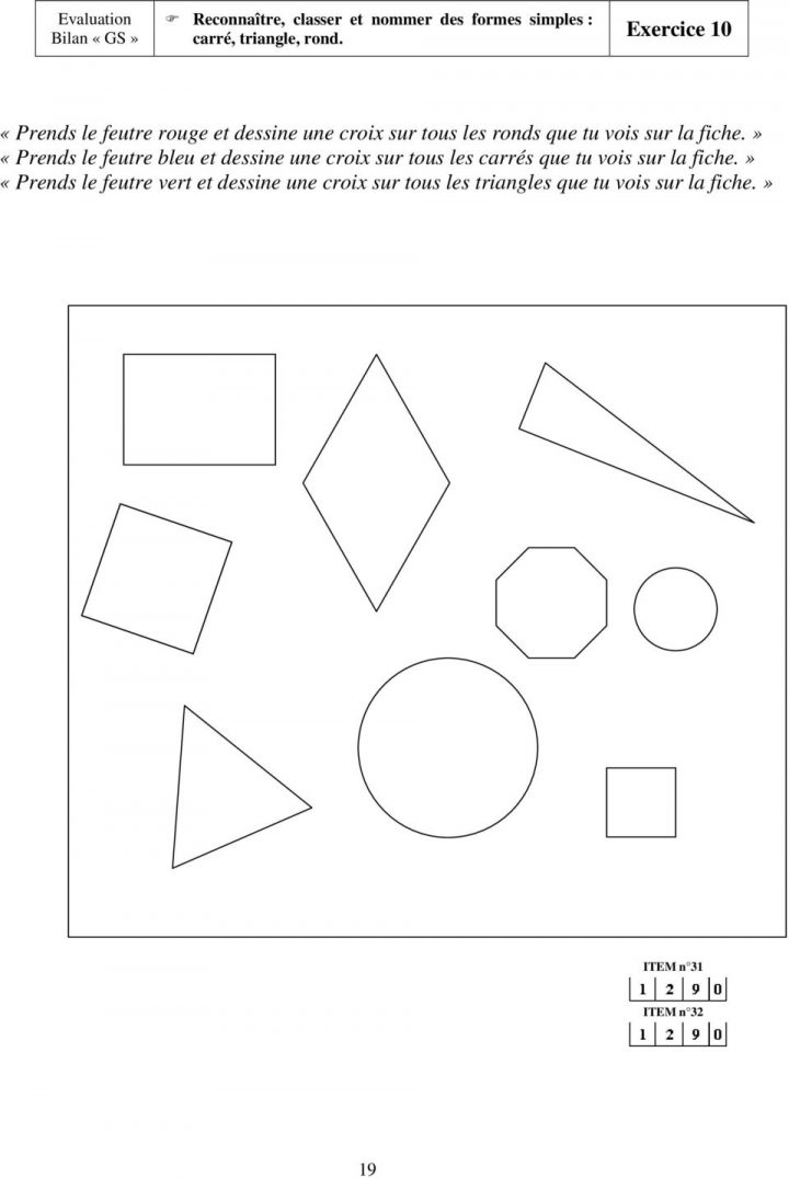 Evaluation Des Élèves De Grande Section – Pdf Téléchargement destiné Exercices Moyenne Section Maternelle Pdf