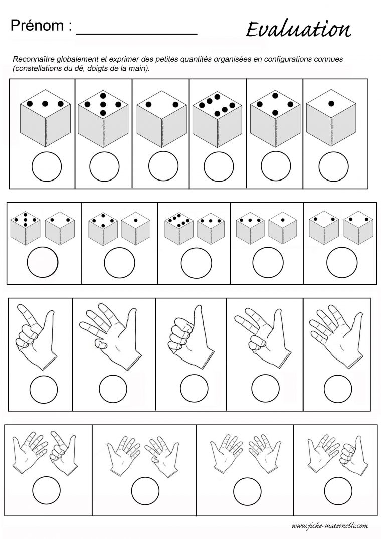 Evaluation Maths En Maternelle : Constellations Et Doigts De dedans Fiche Maternelle Moyenne Section À Imprimer