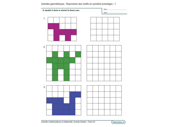 Evolu Fiches – Activités Mathématiques En Grande Section concernant Reproduction Sur Quadrillage Ce1