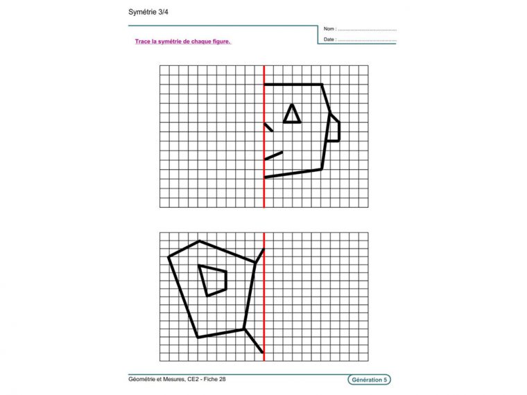 Evolu Fiches – Géométrie Et Mesures Au Ce2 à Exercice Symétrie Ce1