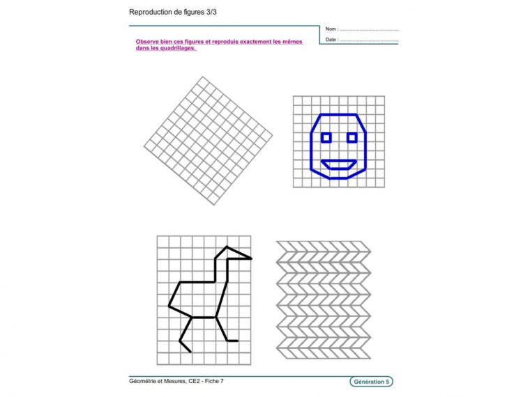 Evolu Fiches – Géométrie Et Mesures Au Ce2 intérieur Reproduction Sur Quadrillage Ce2