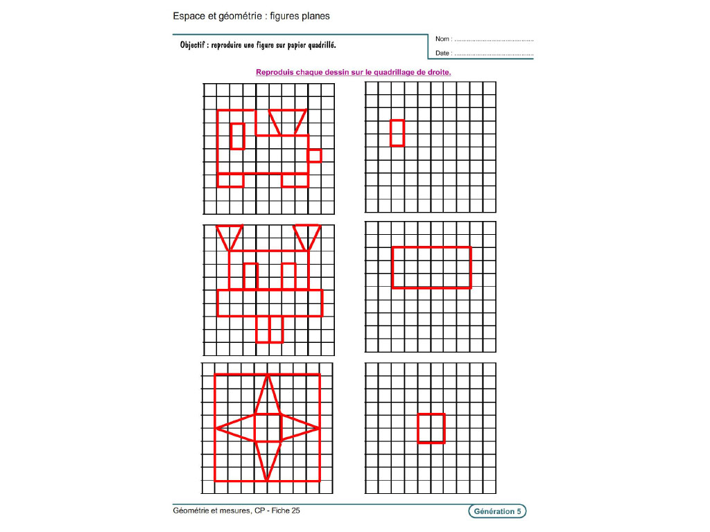 Evolu Fiches - Géométrie Et Mesures Au Cp concernant Dessin Symétrique A Imprimer