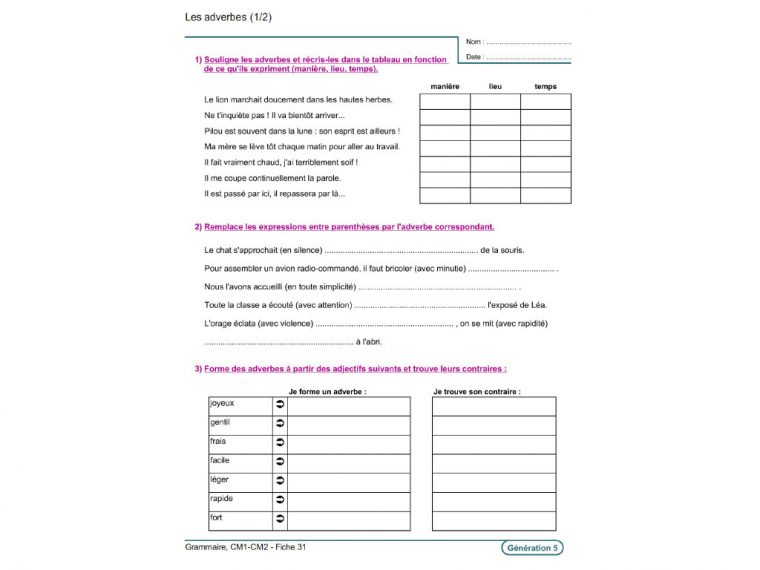 Evolu Fiches – Grammaire (Cm1-Cm2) concernant Fiche Français Ce1 Imprimer