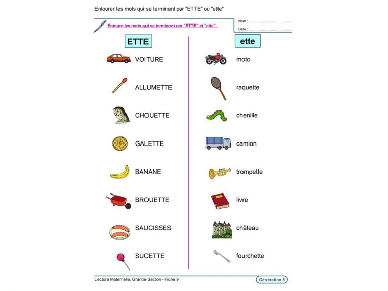 Evolu Fiches – Lecture En Maternelle Grande Section à Exercice Grande Section Maternelle Gratuit A Imprimer