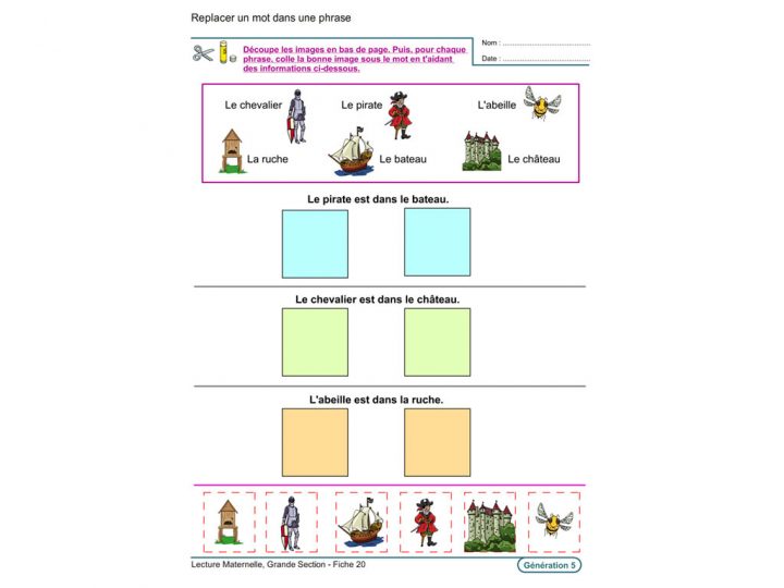 Evolu Fiches – Lecture En Maternelle Grande Section dedans Exercice Maternelle Moyenne Section À Imprimer