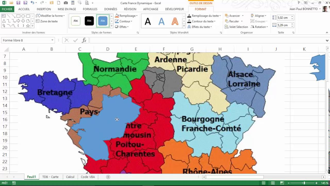 Excel - Comment Créer Une Carte De France Avec L'outil Forme avec Carte De France Avec Département