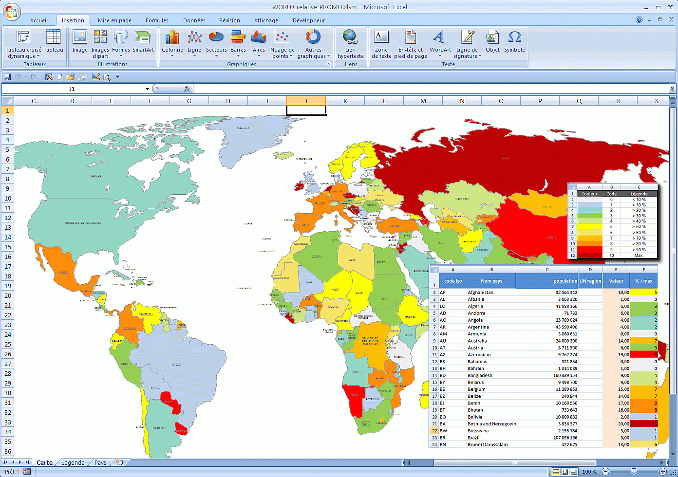 Excel Pays Du Monde Coloration Avec Chiffres pour Carte Du Monde Avec Capitale