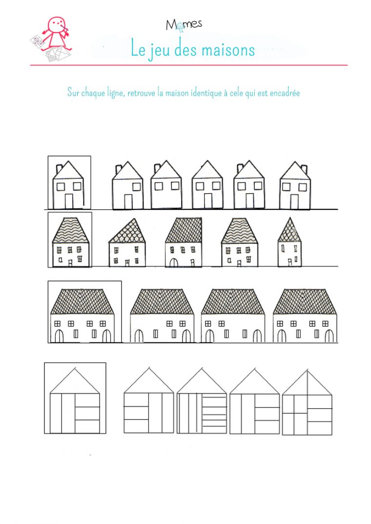 Exercice D'observation Et Graphisme : Les Maisons 2 – Momes tout Jeux En Ligne Enfant 4 Ans