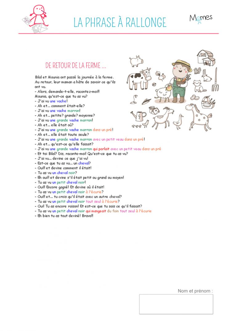 Exercice : Les Phrases À Rallonge – Momes tout Exercice 4 Ans