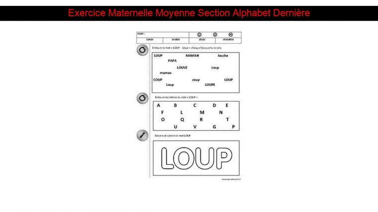 Exercice Maternelle Moyenne Section Alphabet Dernière destiné Exercice Maternelle Moyenne Section