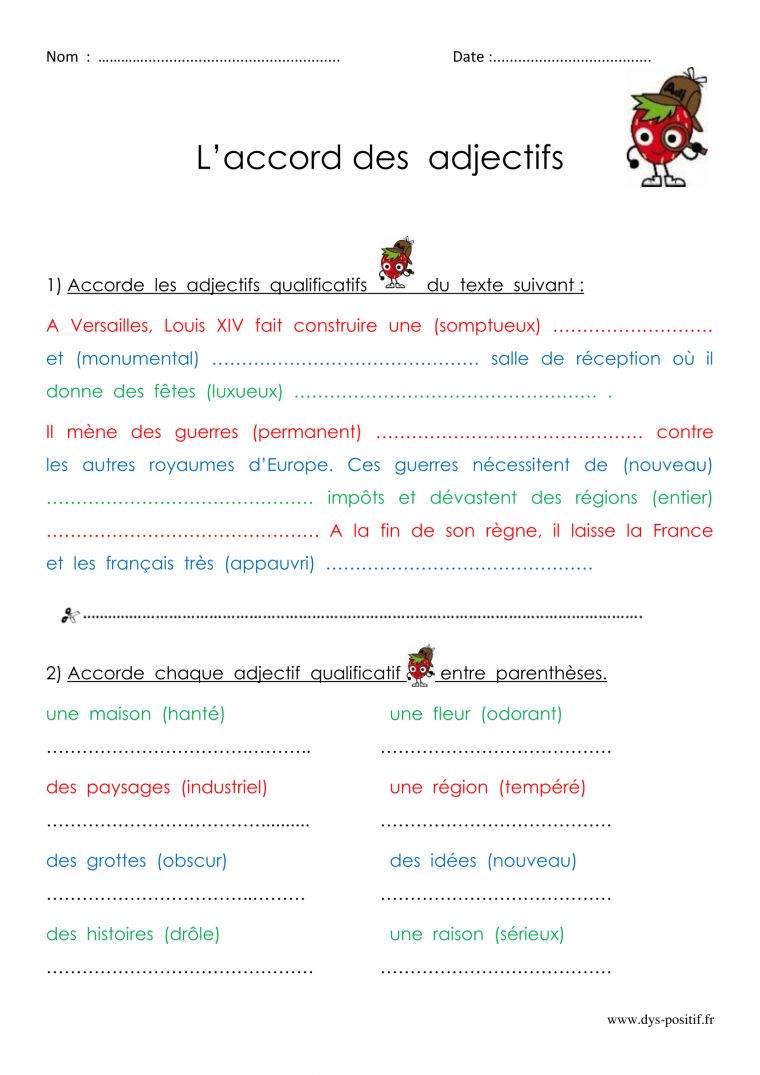 Exercices À Imprimer Et Modifier De La Catégorie Accord Des concernant Cours Ce2 A Imprimer