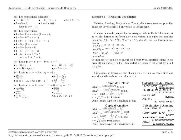 Exercices De Td De Statistiques: Rappels Et Compléments concernant Exercice Pour Enfant De 4 Ans