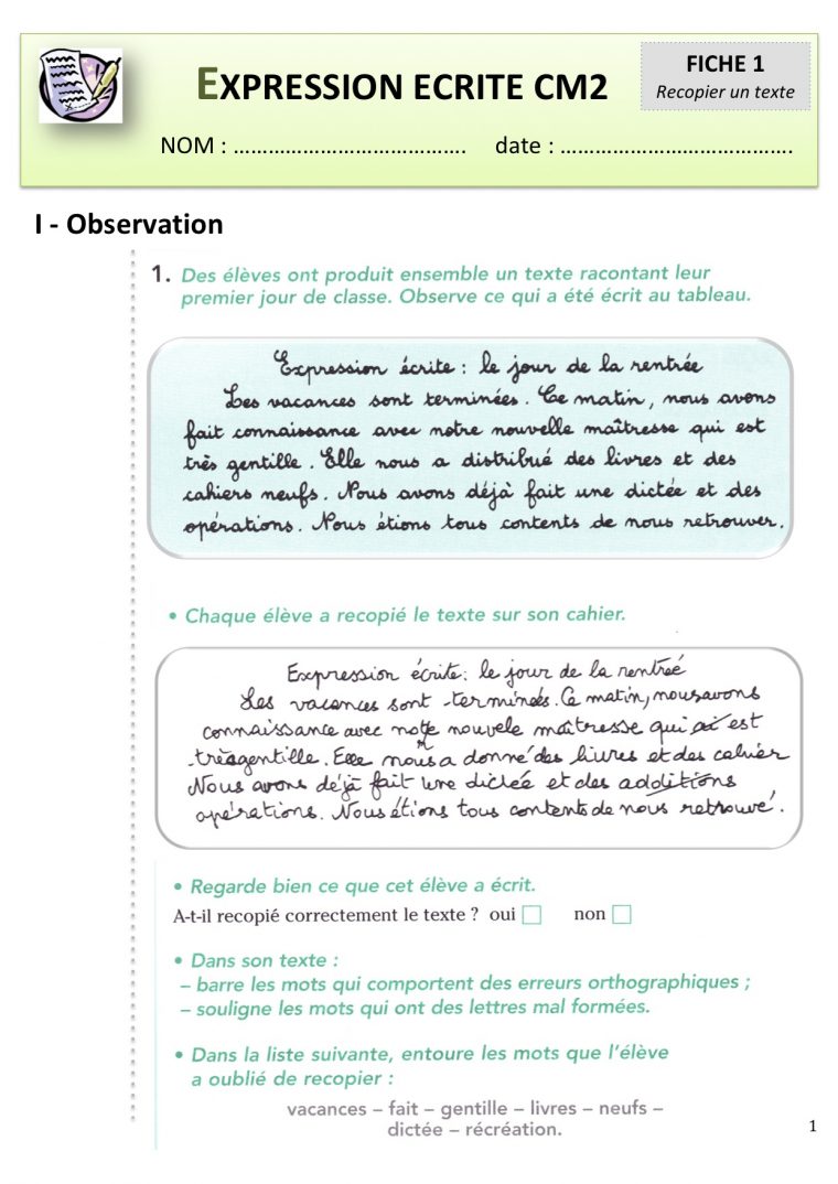 Expression Écrite Cm1-Cm2 | Bout De Gomme encequiconcerne Exercice D Écriture Ce2